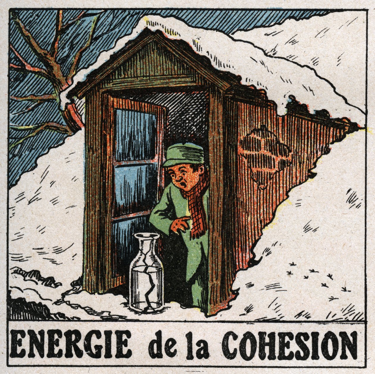 Összetartás energiája: a hideg víz összetöri a vázát. Névtelen illusztráció 1925-ből. Magángyűjtemény. alkotó: Anonymous Anonymous