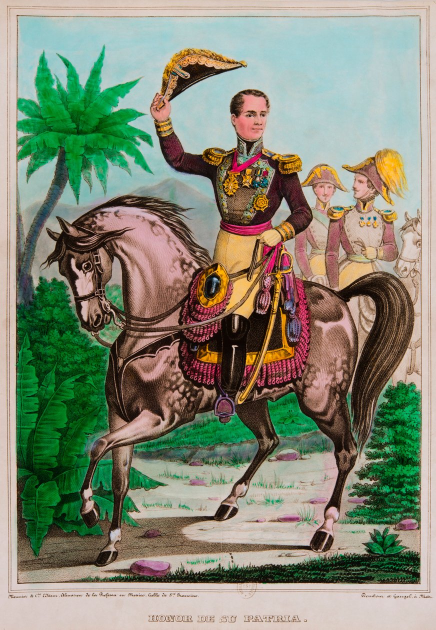Antonio Lopez de Santa Anna (1794-1876) mexikói elnök lovas portréja, Privee Collection alkotó: Anonymous Anonymous