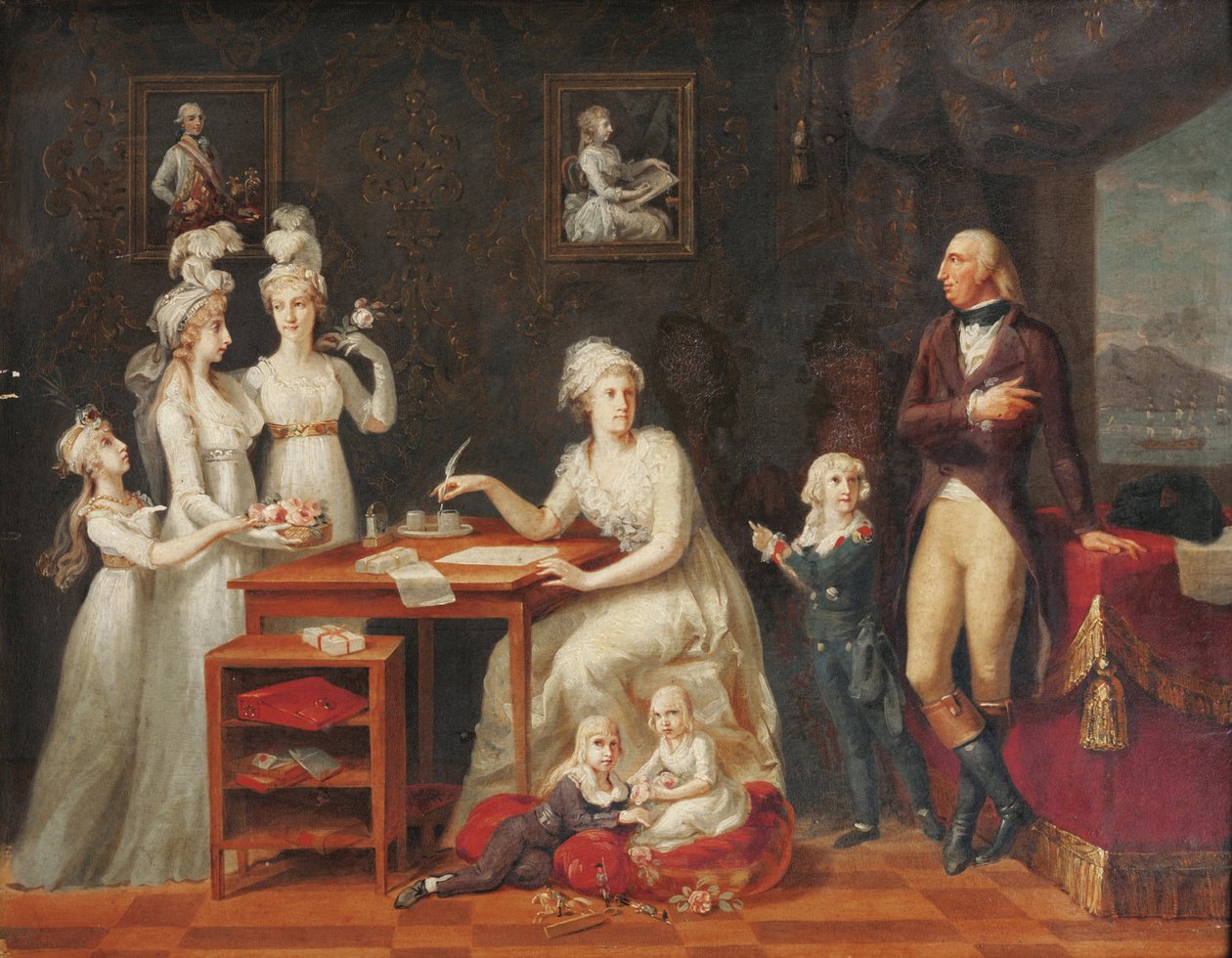 Ferdinand Ier (roi des Deux-Siciles) (1751-1825) – IV. Ferdinánd nápolyi és szicíliai király családjával, Anonymoussal. Olaj, fa, méret: 42x53,3, XVIII. század vége, Magángyűjtemény alkotó: Anonymous Anonymous