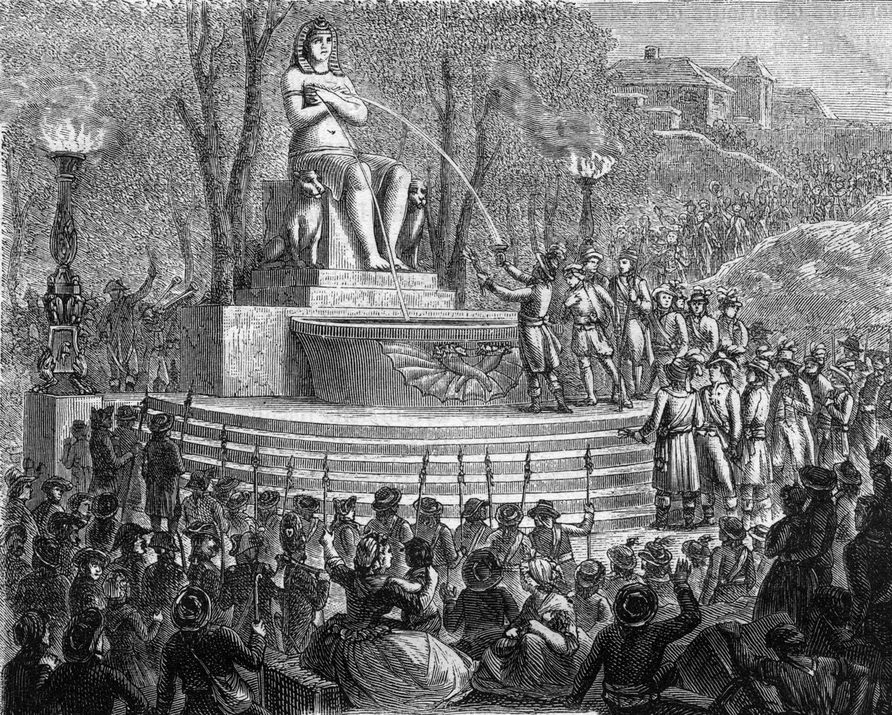 Az új alkotmány napja (Thermidor I. év 29. vagy 1793. augusztus 10.) - A megújulás kútja a Bastille törmelékén (1793. augusztus 10.) - Alphonse de Lamartine (1790-1869) metszet a „Histoire des Girondins”-ba, 1865-1869 - Privát ragasztó alkotó: Anonymous Anonymous