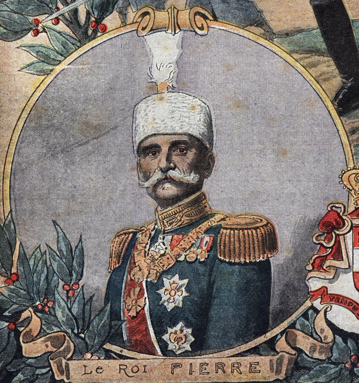 Első világháború 1914-1918 (14-18): Szerb I. Péter portréja (Karadorgyevics Péter vagy Karageorgevich) alkotó: Anonymous Anonymous