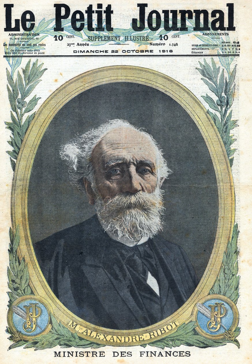 Első világháború 1914-1918 (14-18. háború). Alexandre Ribot francia pénzügyminiszter (1842-1923) portréja. A „Le Petite Journal”-ban, 1916.10.22. Magángyűjtemény alkotó: Anonymous Anonymous