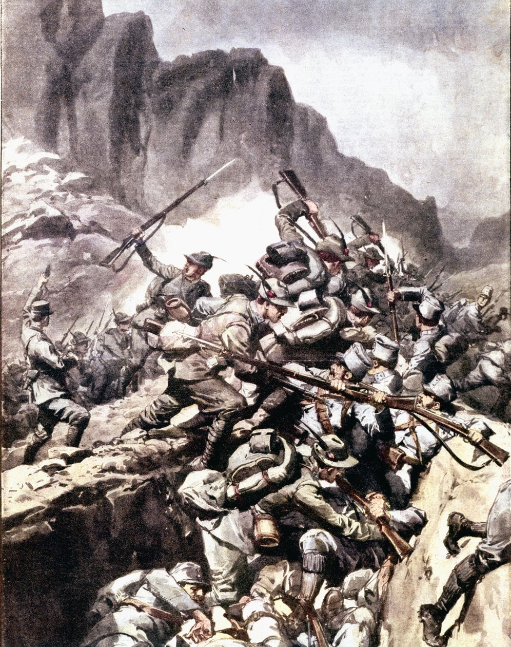Első világháború: „” összecsapások olasz alpesi vadászok (alpino vagy alpini) és az osztrák-magyar hadsereg katonái között Val d