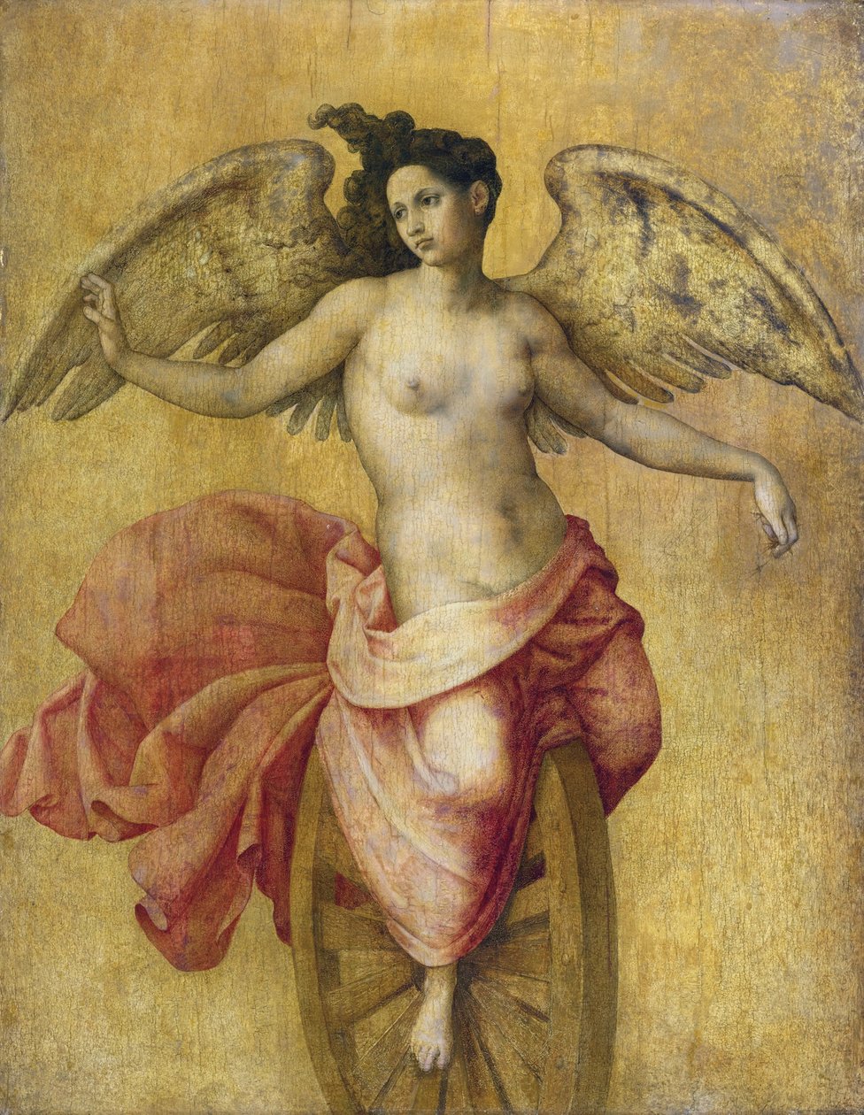 Fortune sur une roue – Fortuna a keréken, Anonymous. Olaj, fa, méret: 78,7x61, c. 1550, Magángyűjtemény alkotó: Anonymous Anonymous