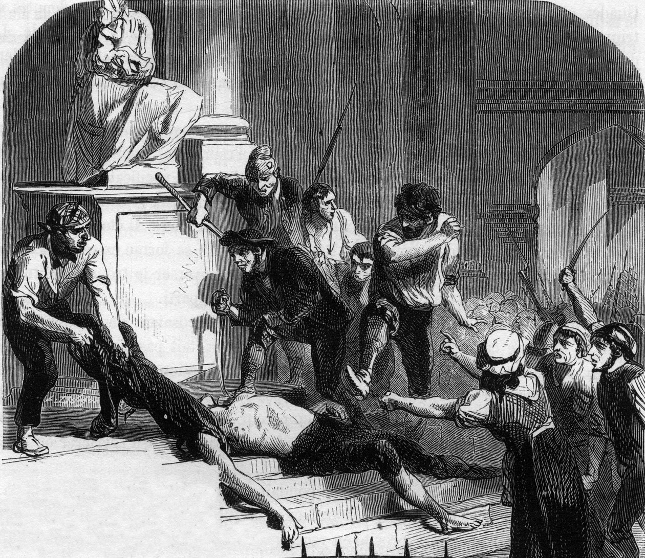 Francia forradalom - La Glaciere-i mészárlások, Avignon - Lescuyer meggyilkolása alkotó: Anonymous Anonymous