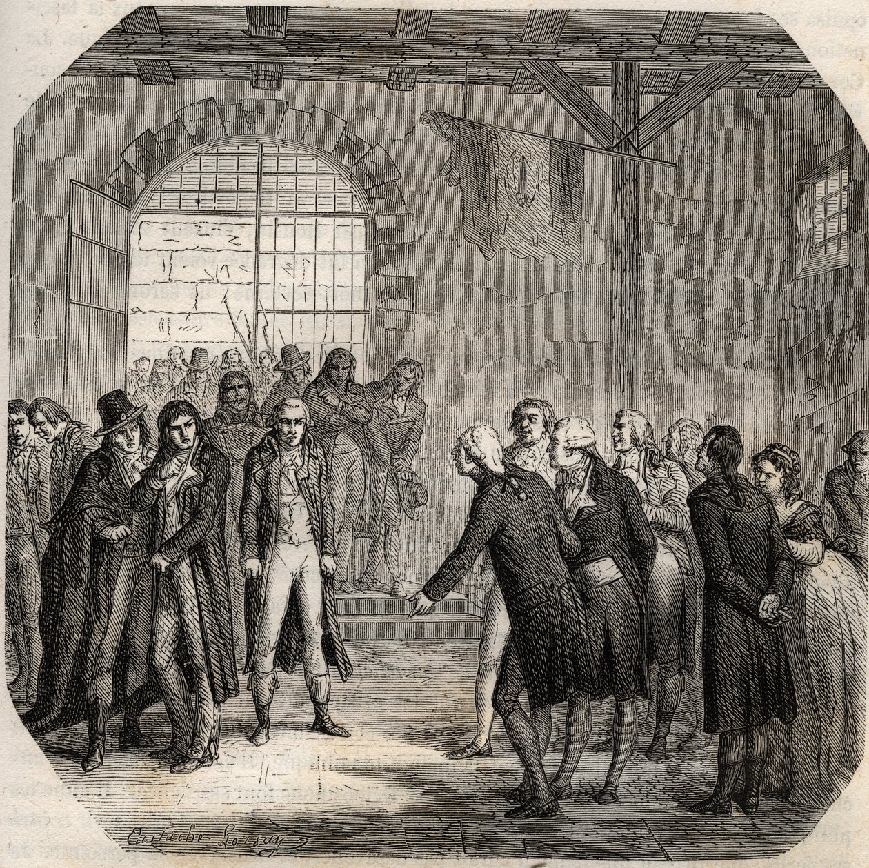 Francia forradalom - A hebertisták - Les Hebertistes à la Concierge Párizsban 1794. március 23-án - - Alphonse de Lamartine (1790-1869) metszet a „Histoire des Girondins”-ba 1865-1866 - Magángyűjtemény alkotó: Anonymous Anonymous