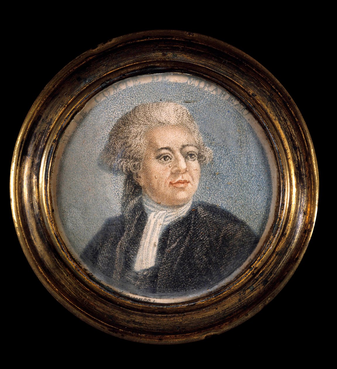 Francia forradalom: „” Honore Gabriel (Honore-Gabriel) Riqueti, Mirabeau grófjának (1749-1791) portréja a Harmadik Állam jelmezében”” Névtelen miniatűr festmény a 18. századról. alkotó: Anonymous Anonymous