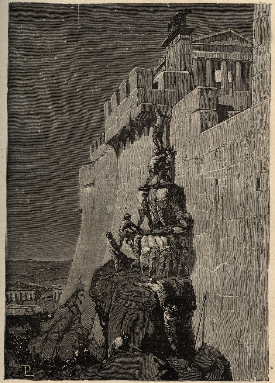 Gallok megpróbálják elfoglalni a Capitoliumot (Kr. e. 390) - A libák megmentik a római Capitoliumot a gall hódítóktól - - metszet 1890 alkotó: Anonymous Anonymous