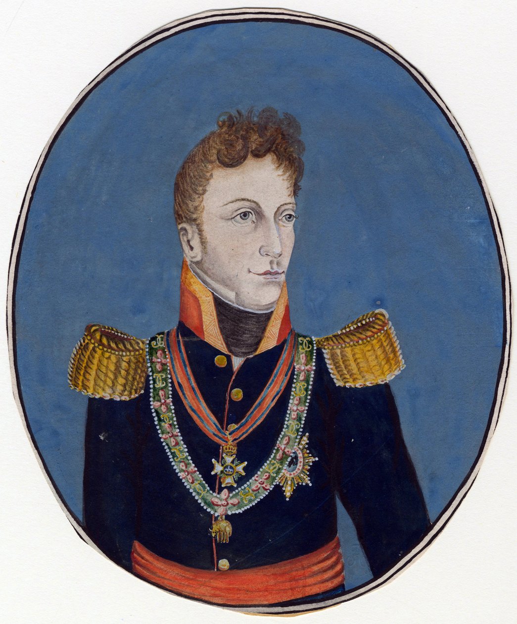 Gebhard Leberecht von Bluecher (Blucher) (1742-1819) Prince de Wahlstatt et general prussien - Anonymous - c. 1800 - Akvarell papíron - 17,4x14,2 - Magángyűjtemény alkotó: Anonymous Anonymous