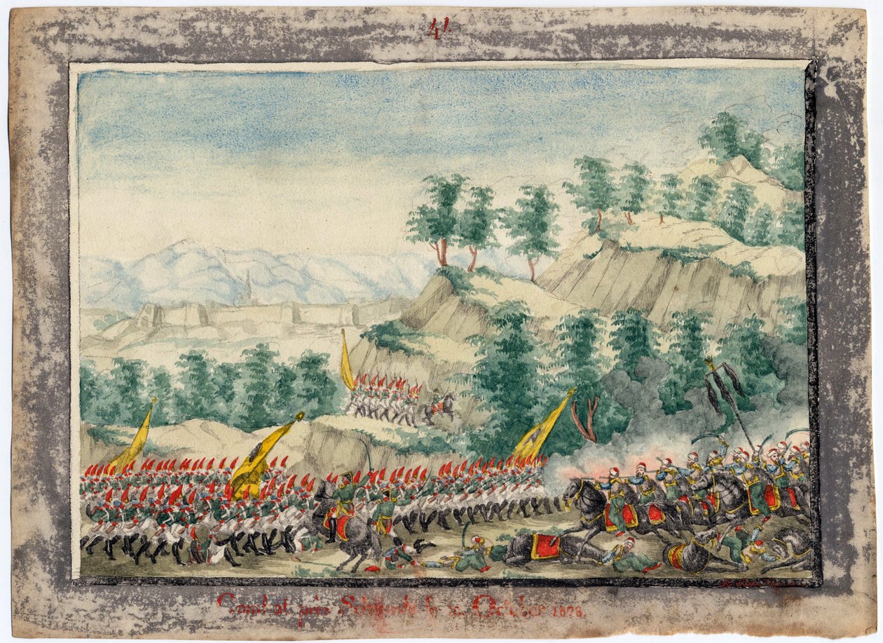 Guerre russo-turque de 1828-1829 - A Shumen erőd ostroma 1828-ban - Anonymous - 1829 - Akvarell papíron - 22x30 - Magángyűjtemény alkotó: Anonymous Anonymous