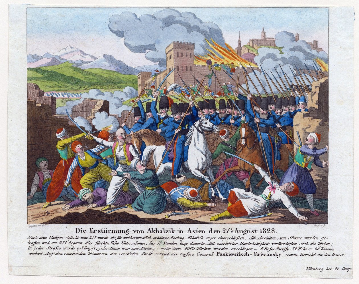 Guerre russo-turque de 1828-1829 - Az Akhaltsikhe erőd (rabati kastély) megrohanása augusztus 27-én alkotó: Anonymous Anonymous