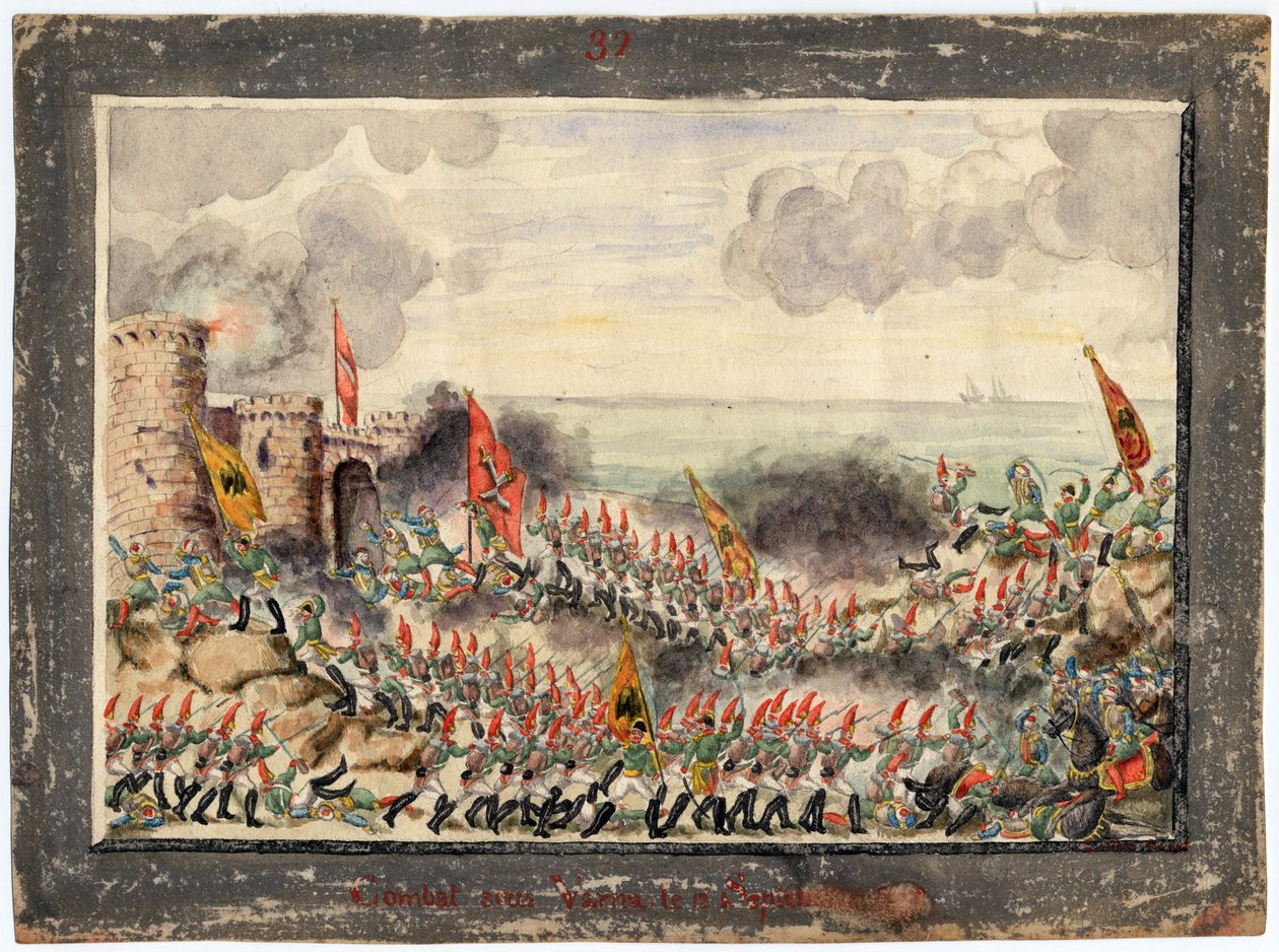 Guerre russo-turque de 1828-1829 Várna ostroma 1828 szeptemberében - Anonymous - 1829 - Akvarell papíron - 21x29,3 - Magángyűjtemény alkotó: Anonymous Anonymous