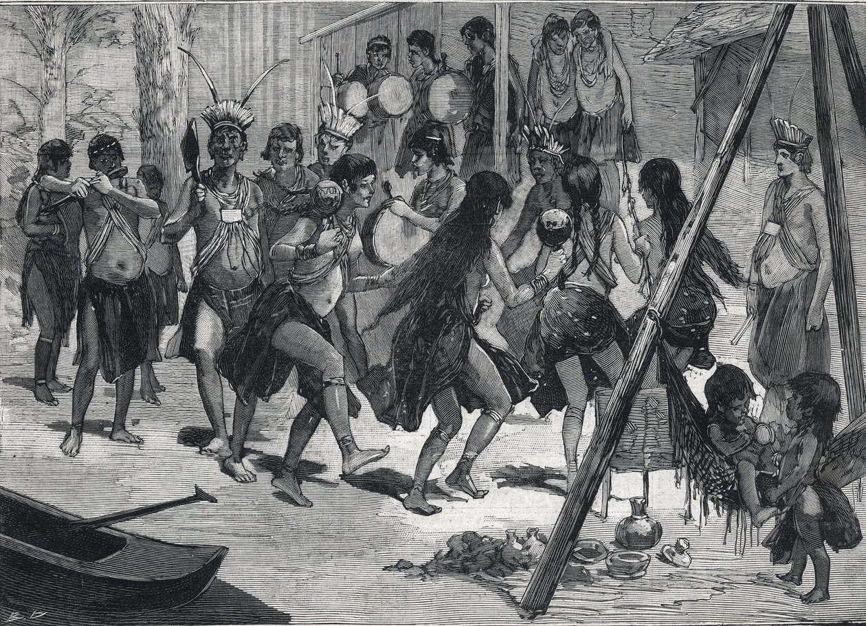 Emberi Állatkert: A karibi őslakosok a párizsi akklimatizációs kertben. Metszet a „” Le petit parisien””-ben, 1892.03.13. Magángyűjtemény alkotó: Anonymous Anonymous