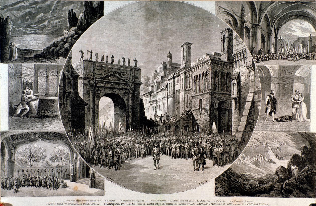 Illusztráció Francesca da Riminihez, Ambroise Thomas operájához alkotó: Anonymous Anonymous