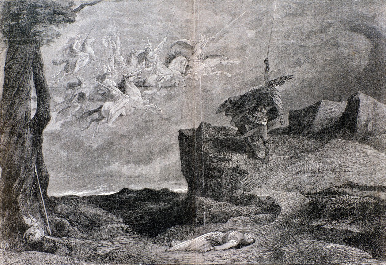 Illusztráció a Valkűr című operájához Wagner A Nibelung gyűrűjében alkotó: Anonymous Anonymous