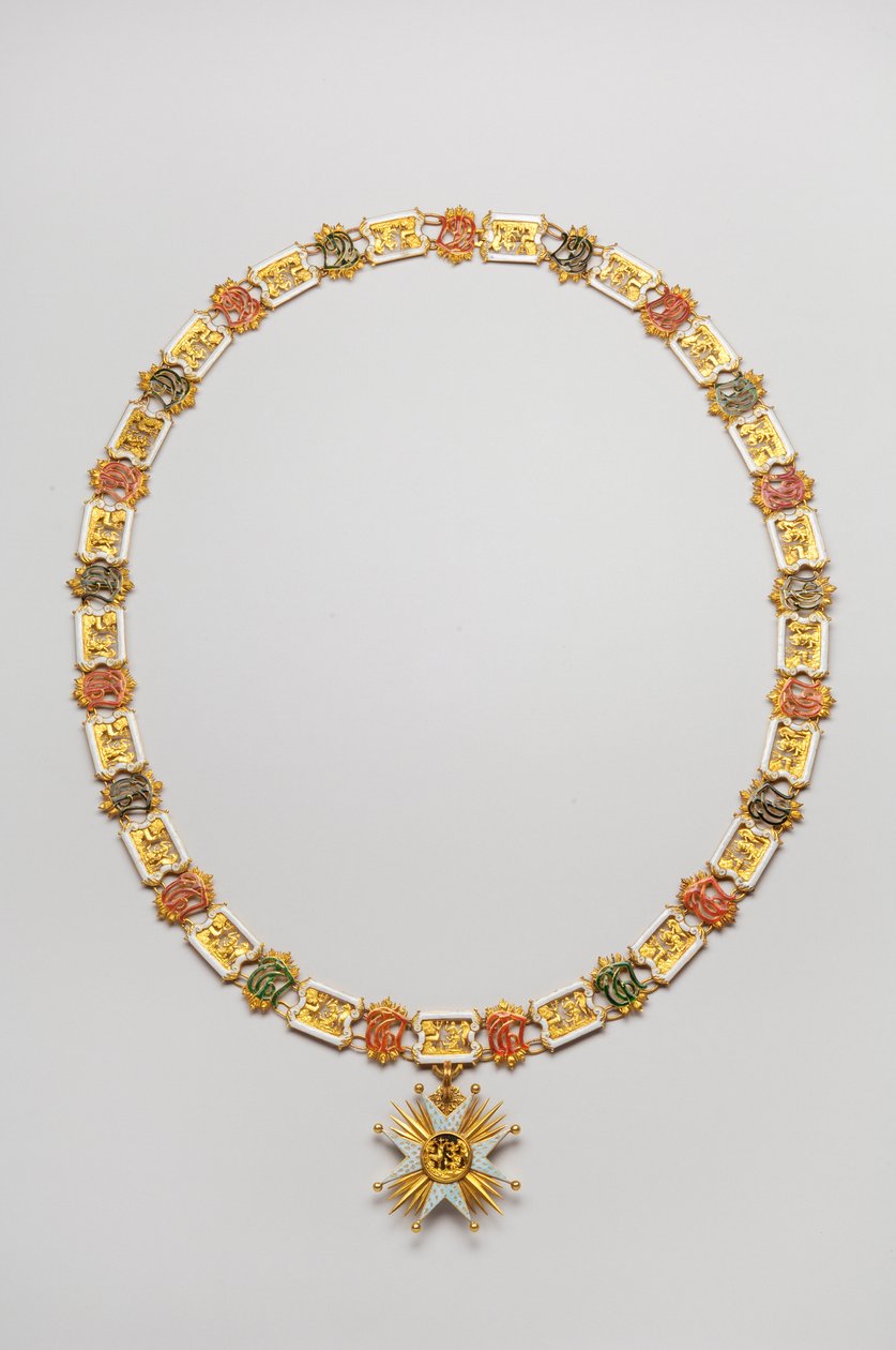 Baviere Királyság - Szent Hubert Rend: Luitpold, Duke en Baviere (1890-1973) nyaklánca - 18. század vége - Arany és Emaux - Nyaklánc: L 122 cm; súlya 460 g (tartozék a medál) - Medál: D 7,5 cm - Magángyűjtemény alkotó: Anonymous Anonymous