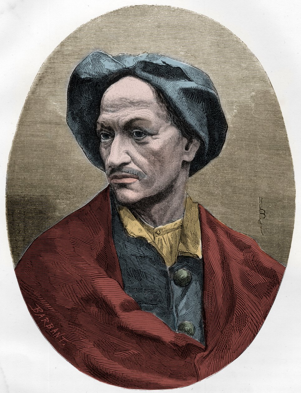LOUIS DOMINIQUE CARTRIDGE, híres francia bandita - Le brigand Louis Dominique Garthausen dit Cartridge (1693-1721) - Metszet 1863-ból a "Le Livre Rouge - Histoire De L
