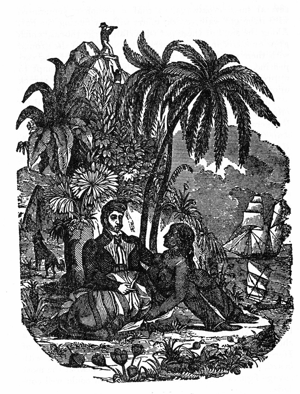 Kalózok élete Madagaszkár szigetén. „A kalóz saját könyvének” metszete 1837. alkotó: Anonymous Anonymous