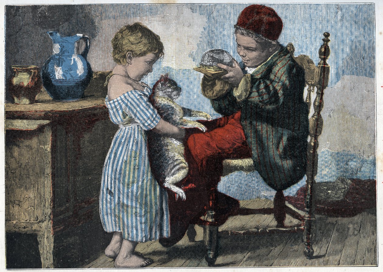 Les trennes de Minou. Metszet a 19. század végéről. Magángyűjtemény. alkotó: Anonymous Anonymous