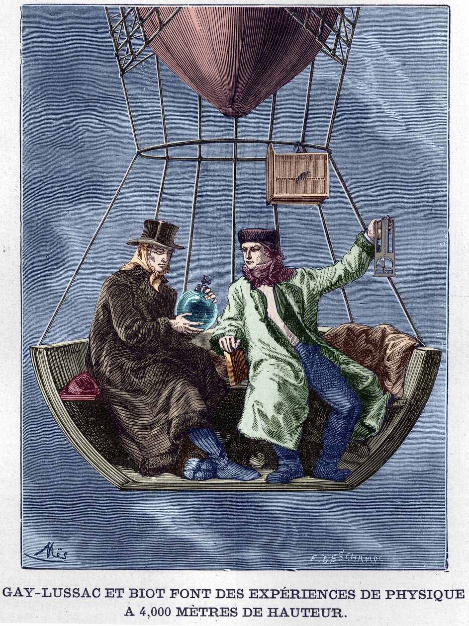 Louis-Joseph Gay-Lussac (Louis Joseph Gay Lussac) és Biot 4000 méter magasan végez fizikai kísérleteket – az „Album de la Science; jeles tudósok; Nagy felfedezések””” 1896. alkotó: Anonymous Anonymous