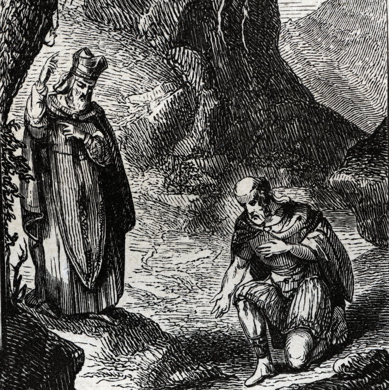 Martial de Limoges vagy Saint Martial (3. század) a kelta nép vezérét, Lemovices-t térítő – 1846-os metszet a „”Szentek élete” c. Magángyűjtemény. alkotó: Anonymous Anonymous