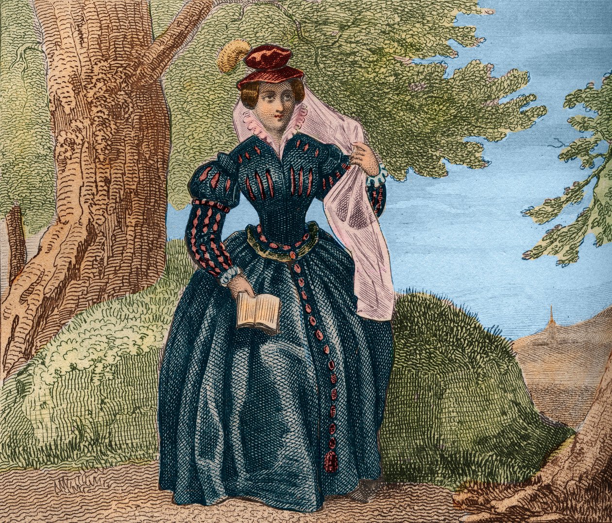 Mária skót királynő, Marie Stuart királynő (1542-1587) vagy Marie Iere skót királynő. Metszet 1859-ből a „” Le Monde-ban. Minden nép története a legtávolabbi időktől napjainkig”. M. E. de Lostalot-Bachoue (Lostalot Bachoue). Magángyűjtemény. alkotó: Anonymous Anonymous