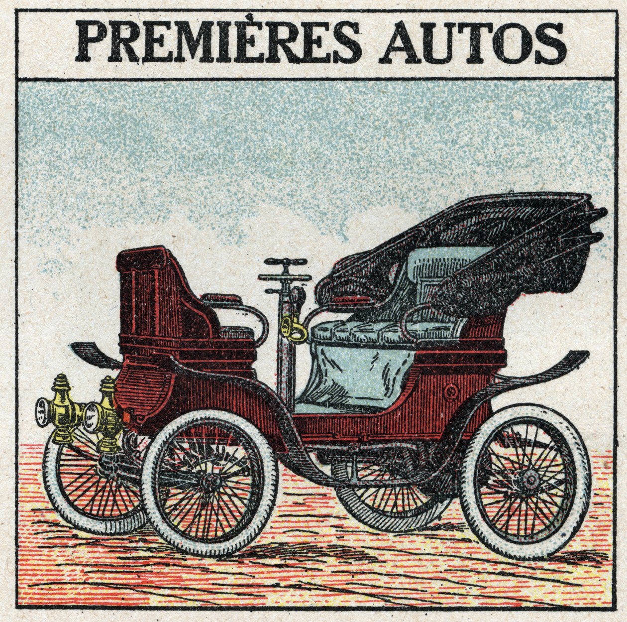 Mechanikus vonóerő: az első benzines autók, amelyeket 1895-ben Panhard és Levassor talált fel. Névtelen illusztráció 1925-ből. Magángyűjtemény. alkotó: Anonymous Anonymous