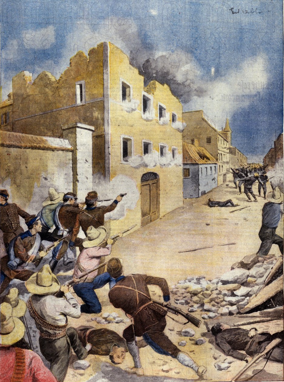 Mexikói forradalom (Mexican Revolution: Amerikai tengerészgyalogosok harcolnak Vera-Cruzban, 1914. április) Illusztráció a „” L
