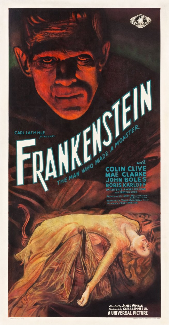 Filmplakát ""Frankenstein"" - Anonymous. Színes litográfia alkotó: Anonymous Anonymous