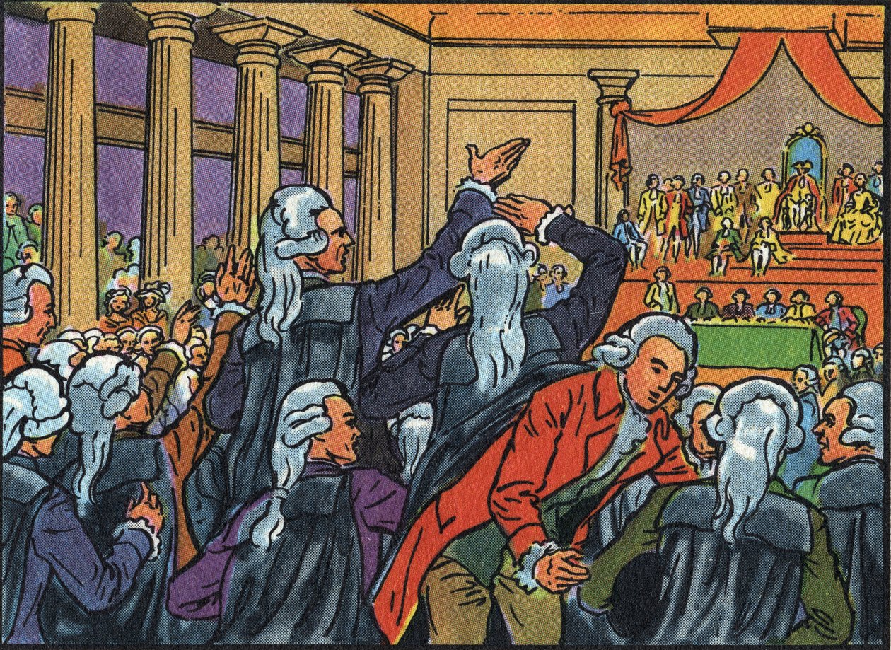 Az általános államok megnyitása Versailles-ban 1789. május 5-én, csatlakozva a három rendhez (papa, nemesség és harmadik állam). Névtelen illusztráció a „Collection des souverains et chefs d