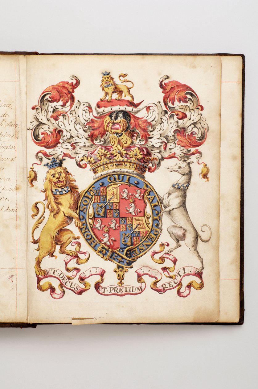 Harisnyakötő rend: Charles Fitzroy, Grafton hercegének alapszabályai - Akvarell kézirat, bég. 18. század alkotó: Anonymous Anonymous
