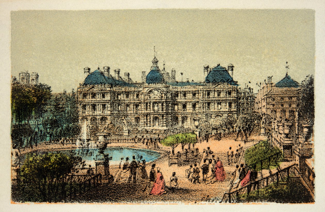 Párizs 1874: A Luxembourg-kertek, Magángyűjtemény alkotó: Anonymous Anonymous