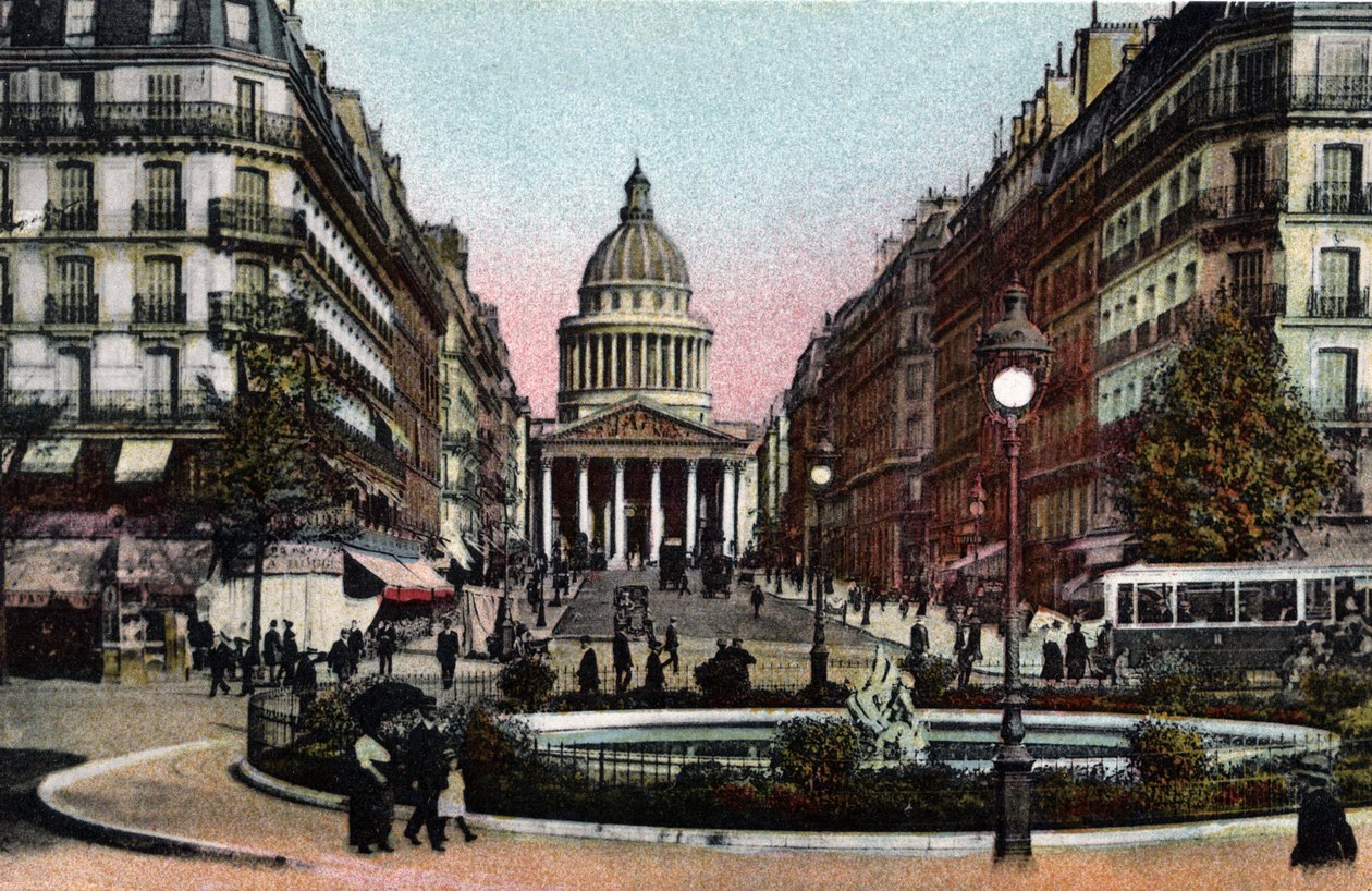 Párizs: kilátás a rue Soufflot-ra és a Pantheonra. Fénykép 1920-ból Párizs városának „”művészeti albumában”. Magángyűjtemény. alkotó: Anonymous Anonymous
