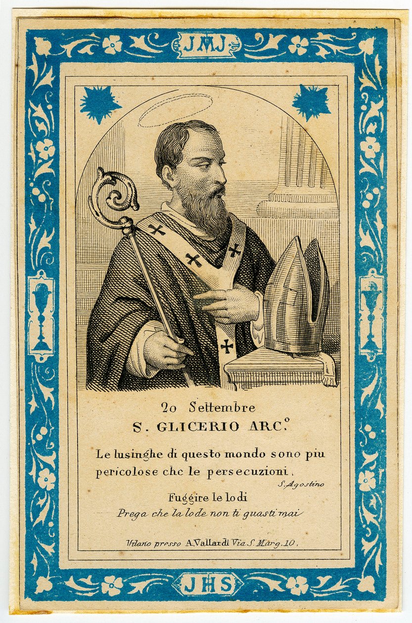 Jámbor kép: San Glicerio (metszet) alkotó: Anonymous Anonymous