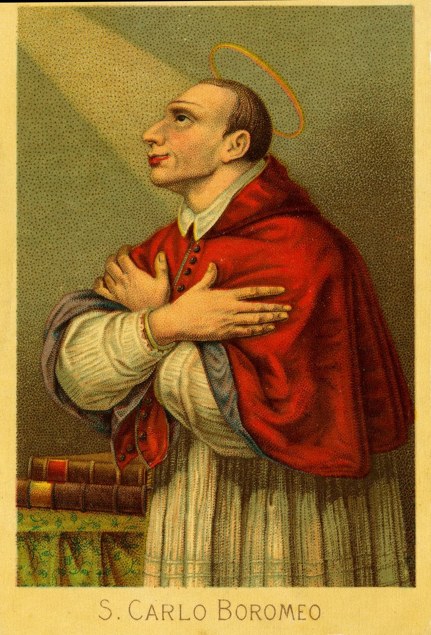 Jámbor kép: Charles Borromeo bíboros milánói érsek (kromolitográfia) alkotó: Anonymous Anonymous