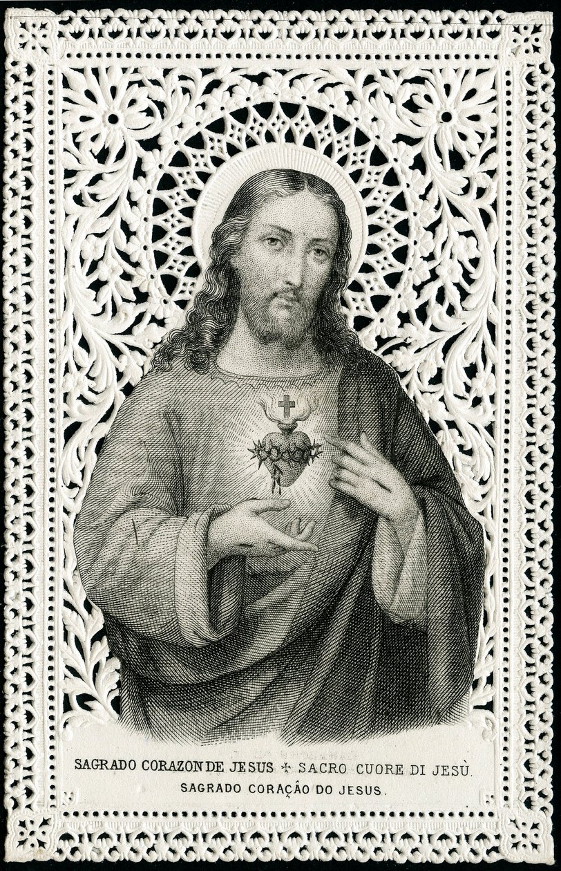 Jámbor kép: Jézus szent szívvel (metszet) alkotó: Anonymous Anonymous