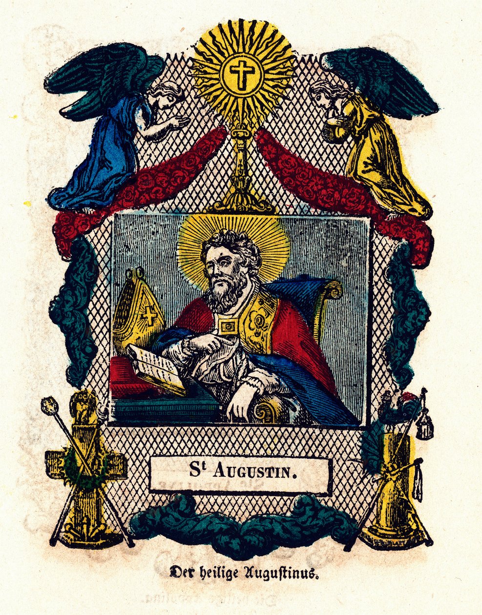 Jámbor kép: Szent Ágoston (Hippói Ágoston (354-430), eveque és egyházdoktor, Szent Ágoston regulája és a hitvallások szerzője). századi magángyűjtemény metszete alkotó: Anonymous Anonymous