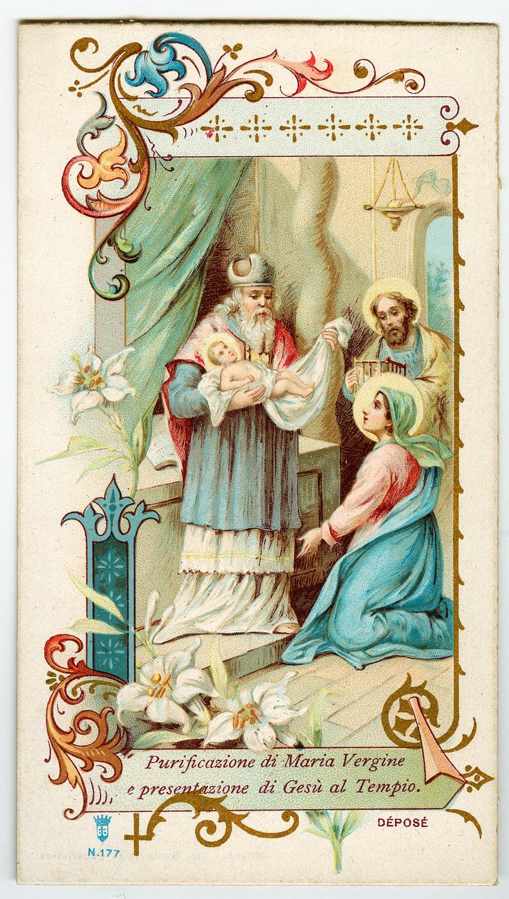 Jámbor kép: Jézus bemutatása a templomban (kromolitográfia) alkotó: Anonymous Anonymous
