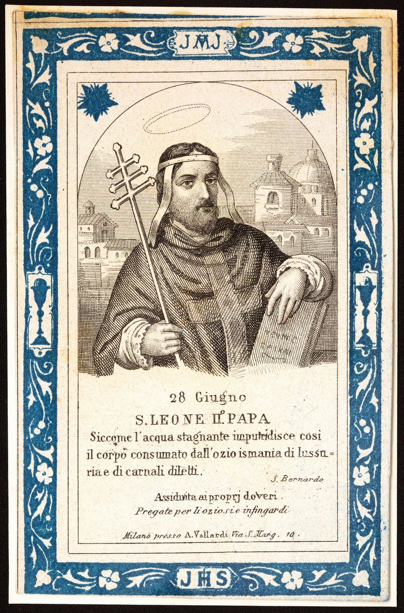 Szent Leon (Leone) pápa II (7. század) Jámbor kép. Képeslap. 20. század eleje. Magángyűjtemény alkotó: Anonymous Anonymous