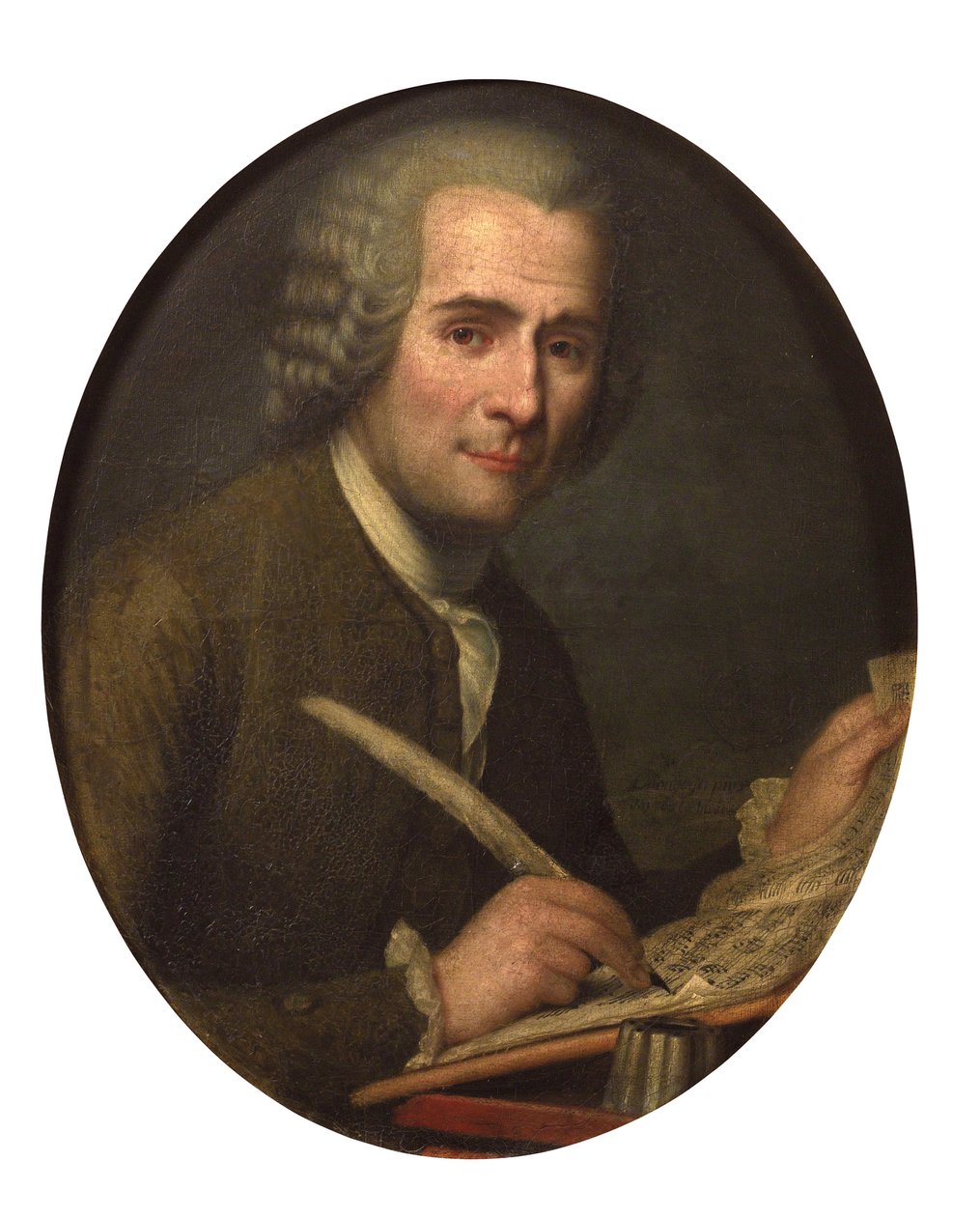 ""Kottát író Jean Jacques Rousseau portréja"" (Jean-Jacques Rousseau (1712-1778) kottát ír) Névtelen festmény Olaj, vászon Mérete 65x54 cm Magángyűjtemény alkotó: Anonymous Anonymous