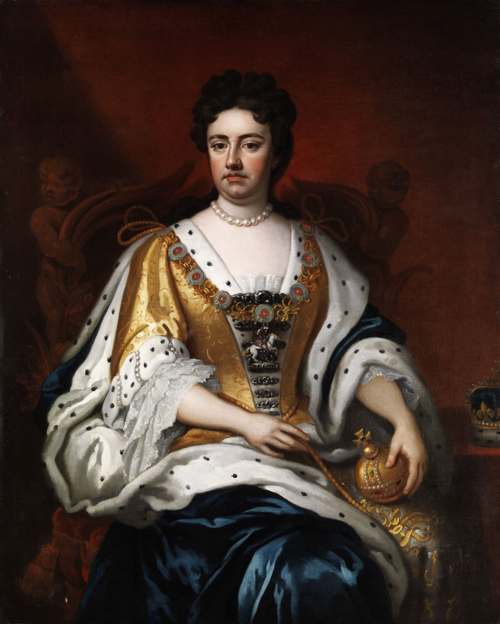 ""Stuart Anna királynő (1665-1714) portréja"" (Anna királynő portréja (1665-1714)) Névtelen festmény 17. század Mérete 126x102 cm Magángyűjtemény alkotó: Anonymous Anonymous