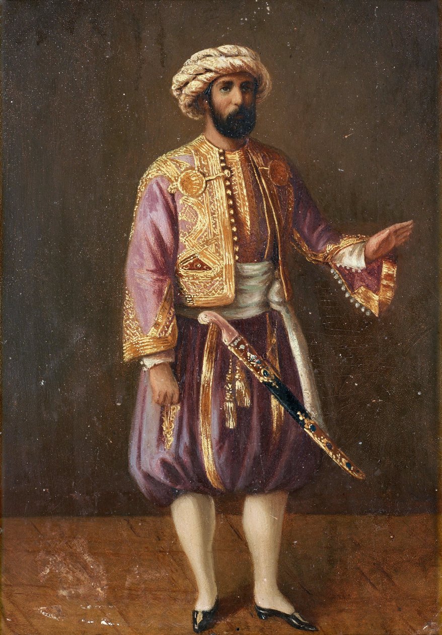 ""XV. Károly svéd király (1826-1872) portréja török ​​kosztümben"" (XV. Károly svéd király portréja török ​​ruhában) Névtelen festmény 19. század Méret 28,5x20,5 cm Magángyűjtemény alkotó: Anonymous Anonymous
