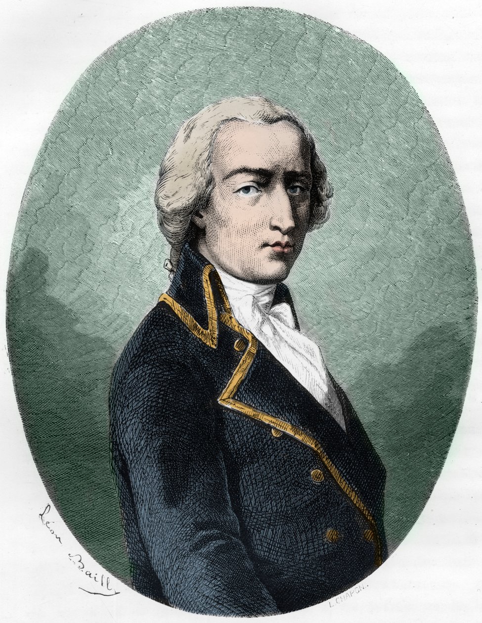 ARMAND LOUIS portréja GONTAUT BIRON, DUC DE LAUZUN francia katona portréja - Armand-Louis de Gontaut Biron Lauzun hercegének portréja (Biron-Lauzun) (1758-1793) - 1863-as metszet a „Le Livre Rouge-ban – Histoire De L