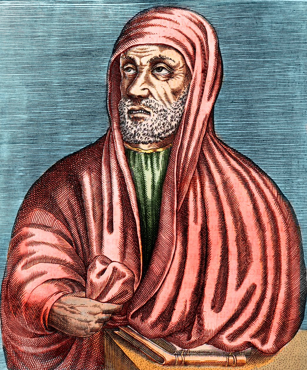 Abu Ali al-Husain ibn Abdallah ibn Sina (Avicenna) portréja (Avicenna). (980-1037), iráni orvos (orvos) és filozófus, Metszet, aláírás nélkül alkotó: Anonymous Anonymous