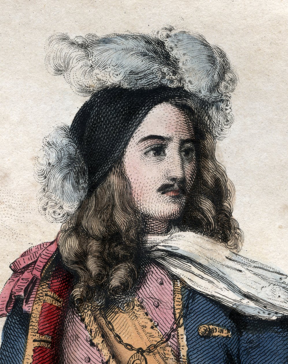 Anne Hilarion de Costentin (Cotentin), Tourville grófjának (1642-1701) (Tourville admirális), francia haditengerészet parancsnokának portréja. Illusztráció Edmond Mennechet „A francia Plutarkhosz” című könyvéből alkotó: Anonymous Anonymous