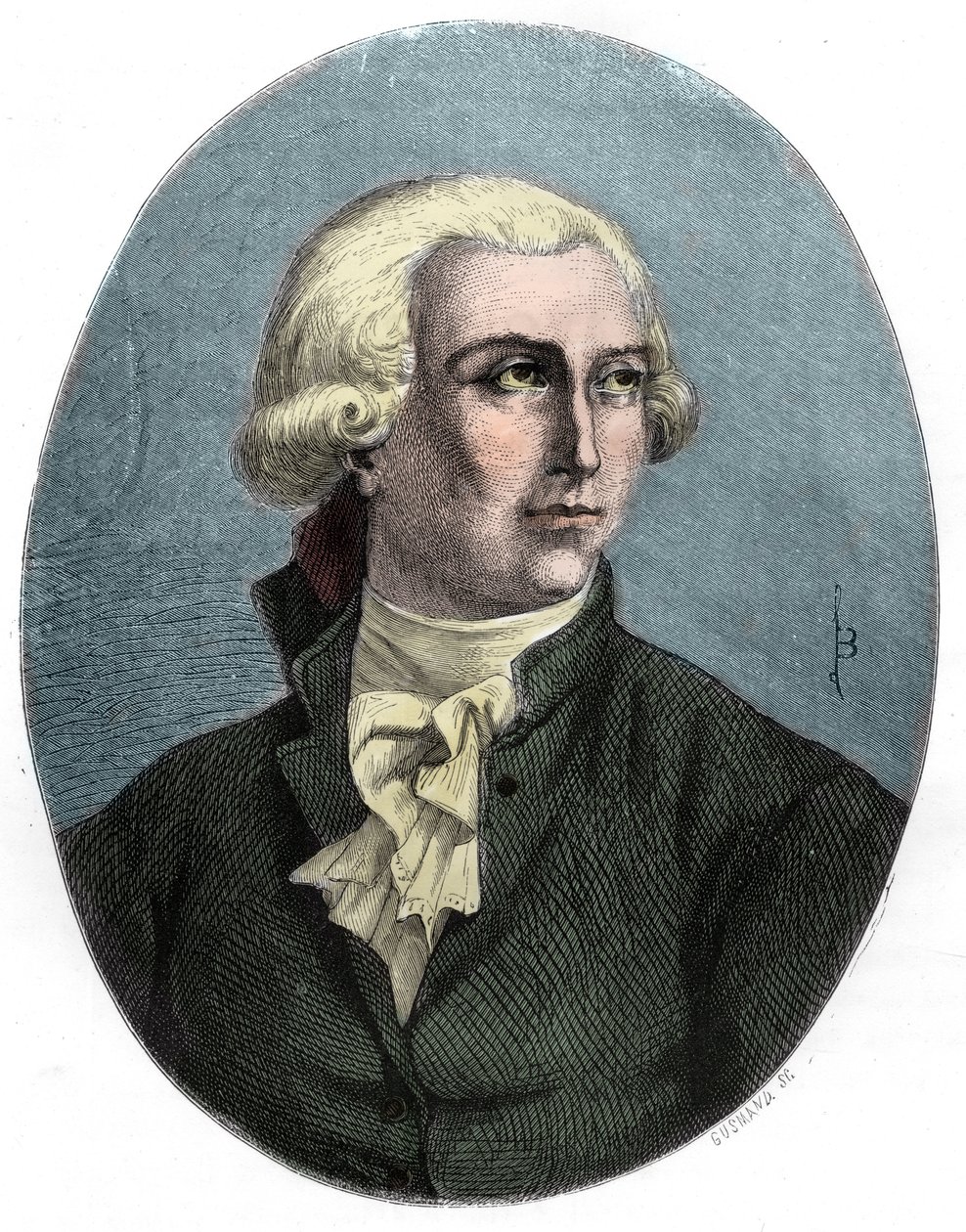 Antoine Laurent Lavoisier portréja - Antoine Laurent Lavoisier (1743-1794), francia kémikus portréja - Metszet 1863-ból a "" Le Livre Rouge - Histoire De L