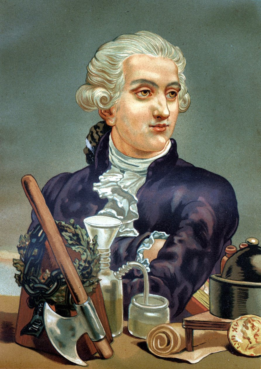 Antoine Laurent de Lavoisier (1743-1794) francia kémikus portréja. Louis Figuier „Tudomány és emberei” után. Barcelona 1881. alkotó: Anonymous Anonymous