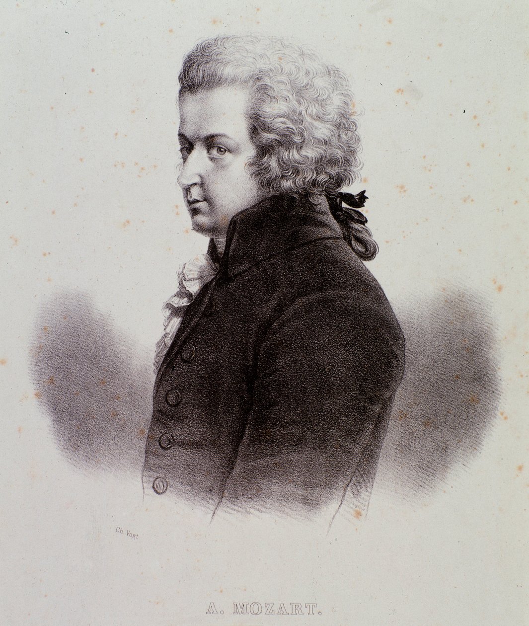 Wolfgang Amadeus Mozart (1756-1791) osztrák zeneszerző portréja Metszet. 19. század. Milánói magángyűjtemény alkotó: Anonymous Anonymous