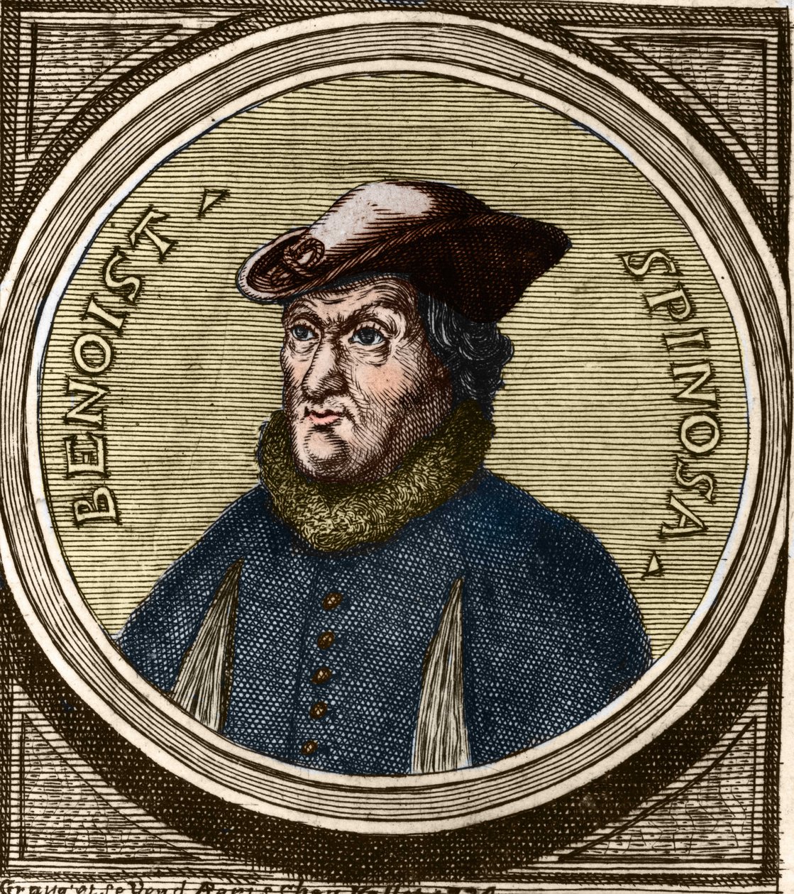 Baruch Spinoza (1632-1677), holland filozófus, más néven Bento de Espinosa vagy Benedictus de Spinoza vagy Benoit de Spinoza portréja. 17. századi metszet alkotó: Anonymous Anonymous