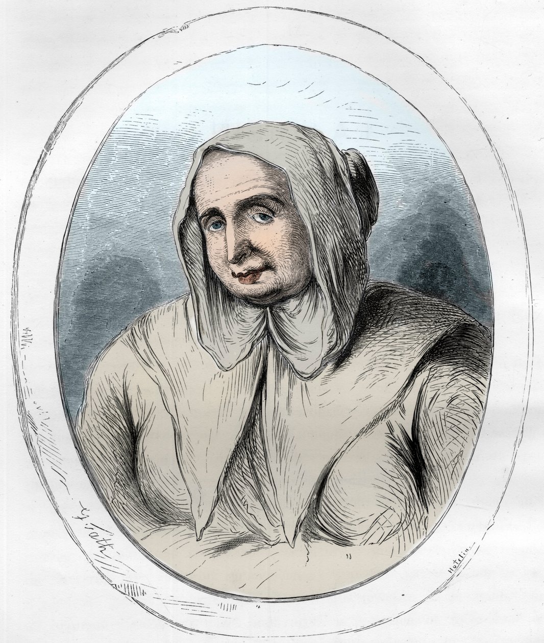 Catherine Monvoisin (La Voisin) portréja (1640-1680) (metszet) - Affaire des poisons: Catherine Deshayes, Monvoisin felesége, La Voisin beceneve (1640-1680) - 1863-as metszet a Le Livre Deshaud L